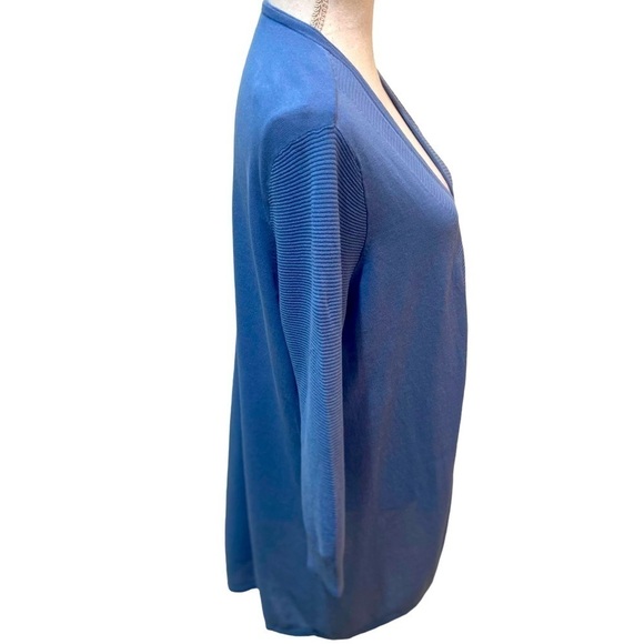 Chicos v neck longline open front lightweight periwinkle blue cardigan large - Picture 5 of 10